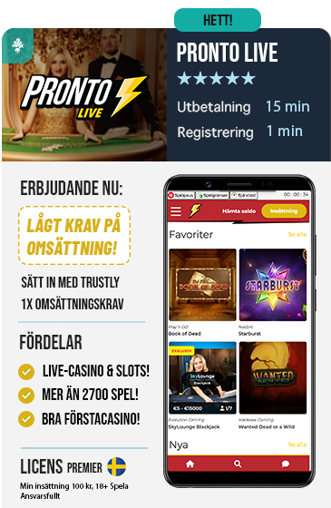 Endast 1x omsättning på Pronto Live!